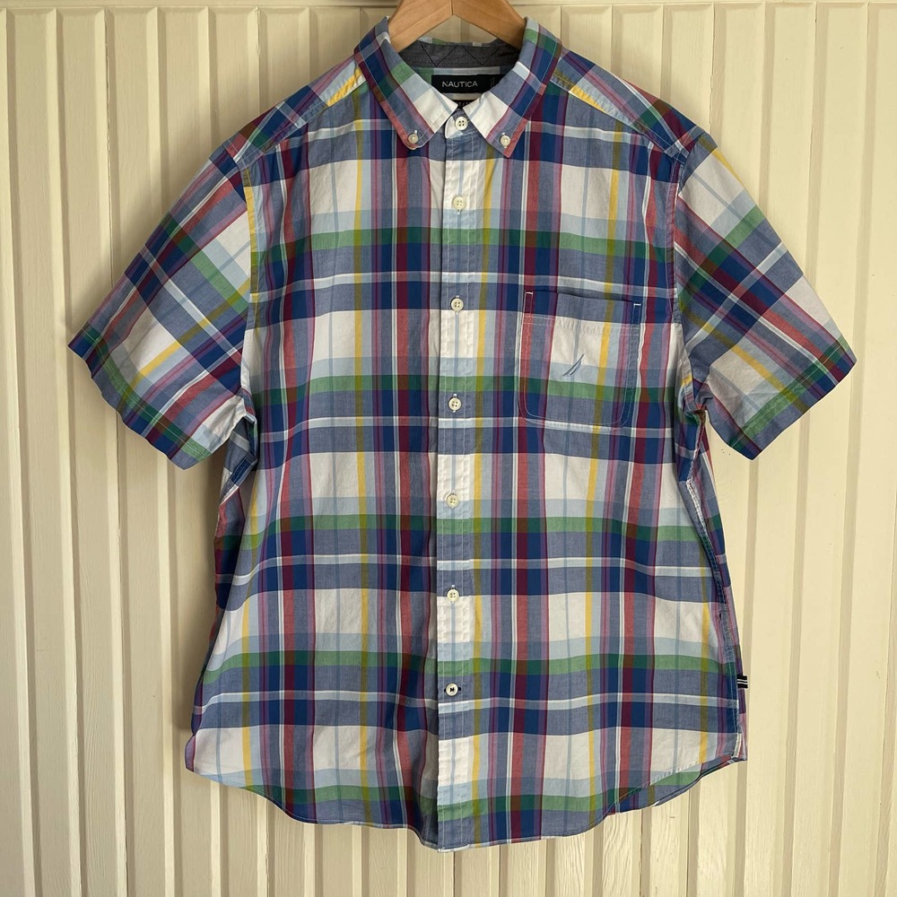 Nautica - Mens - Multi-Color - Short Sleeve Button Up - L